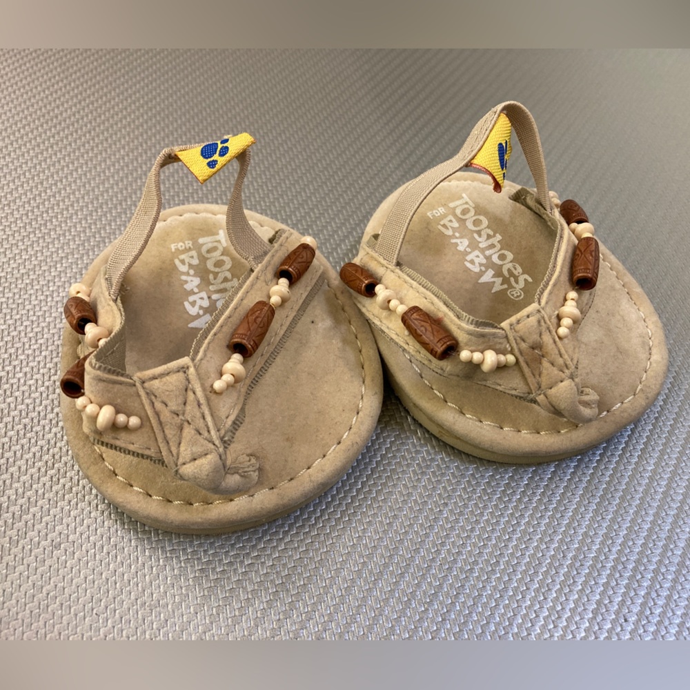 Build A Bear BAB Workshop HAWAIIAN BEAR SANDALS FLIP FLOPS BROWN TAN